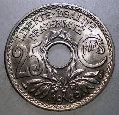 7.272 FRANTA 25 CENTIMES 1939 AUNC foto