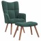 vidaXL Scaun de relaxare cu taburet, verde &icirc;nchis, catifea