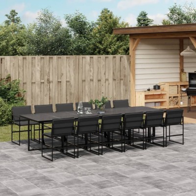 Gossi set mobilier de gradina, 13 piese, cu perne, negru, textilena foto