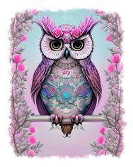 Sticker decorativ Bufnita, Roz, 70 cm, 11370ST foto