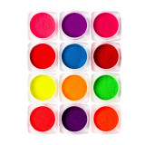 Cumpara ieftin Pigment Neon Unghii LUXORISE - set 12 bucati, LUXORISE Nail Art