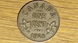 Canada - moneda de colectie bronz - 1 cent 1928 XF+ - George V - greu de gasit!