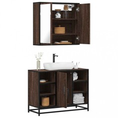 vidaXL Set mobilier de baie, 2 piese, stejar maro, lemn prelucrat 3300914