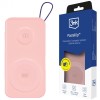 Baterie Externa Wireless 3MK PastelUp, 10000mAh, 22.5W, QC + PD + FQI, 1 x USB-A - 1 x USB-C - 2 x QI, Roz