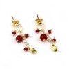 Cercei argint 925 placat aur, agat rubiniu fatetat, 3.5cm, Grapes, inchidere inelara, saculet catifea, Made in Italy
