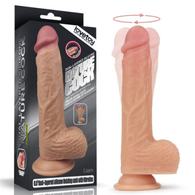 Vibrator Realist Nature Cock Liam, Dual-Layered Silicone, 5 Moduri Vibratii, 5 Moduri Rotatii, Incalzire, 21.5 cm foto