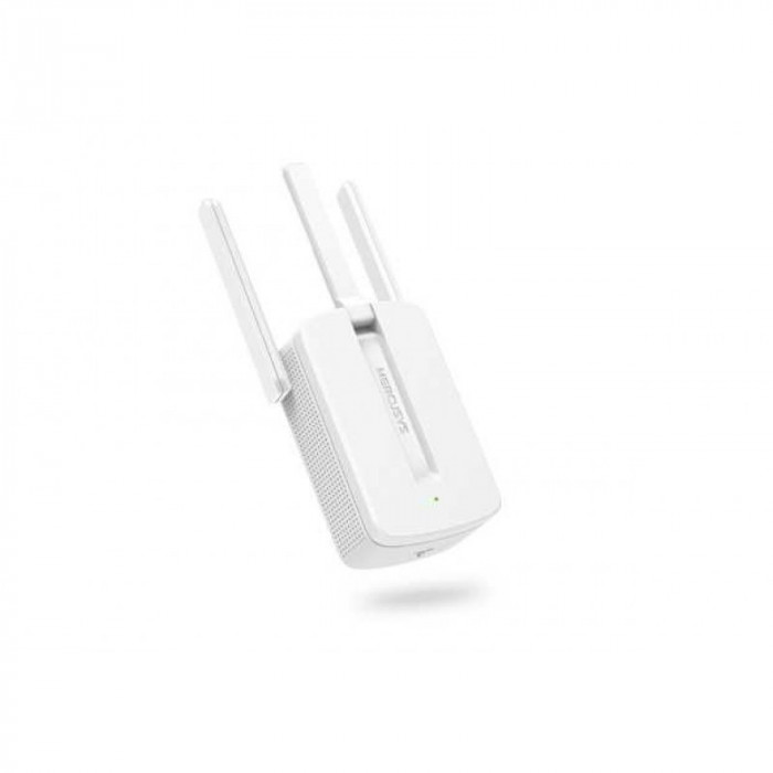 Range extender Mercusys, Wireless N, 300 Mbps, 3 antene, 2.4 Ghz, WPA2-PSK, Bridge, indicator LED, tehnologie MIMO, Alb