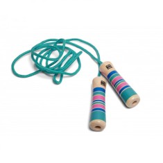 Coarda de sarit cu manere din lemn,turcoaz,160 cm