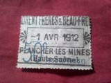 Timbru Comercial Franta 1912 Comuna Plancher les Mines din Dep. Haote Saone ,Compania Laurent Freres&amp;Beau Freres , val.50c