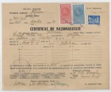 Romania, Primaria comunei, Certificat de nationalitate, Tetchea, 1938