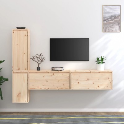 Comode TV, 4 buc., lemn masiv de pin foto