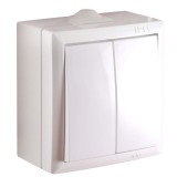 Intrerupator dublu Elegant IMBD E 045372, aparent, rama inclusa, alb