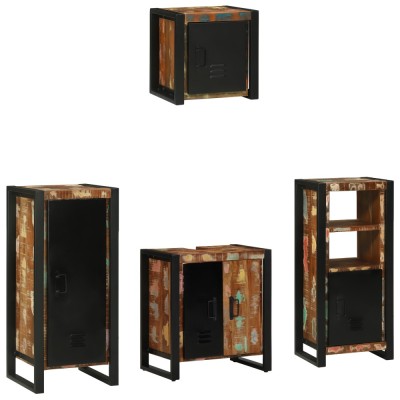vidaXL Set de mobilier pentru baie cu raft 4 pcs Lemn recuperat solid foto