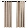 Perdele opace, aspect panza, cu ocheti, 2 buc, bej, 140x175 cm