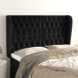 VidaXL Tăblie de pat cu aripioare, negru, 163x23x118/128 cm, catifea 3118348