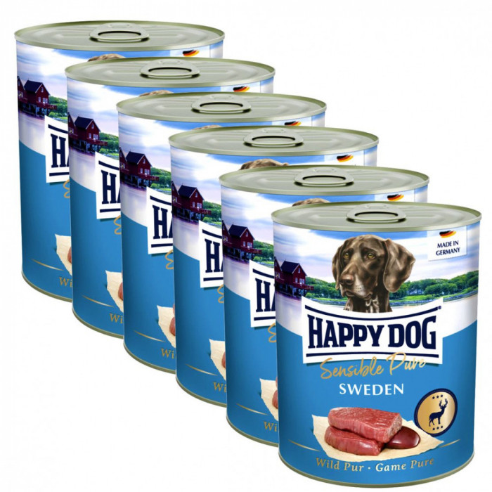 Happy Dog Wild Pur Sweden/game, 6 x 800g