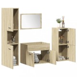 vidaXL Set mobilier de baie, 4 piese, stejar sonoma, lemn prelucrat 3324990