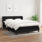 Cumpara ieftin Pat box spring cu saltea, negru, 140x200 cm, textil
