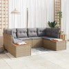 VidaXL Set de canapele pentru grădină cu pernă 6 pcs Bej Rattan poli 3348156