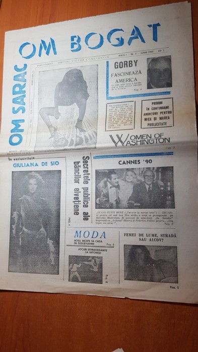ziarul om bogat om sarac iunie 1990-anul 1,nr. 2