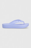 Cumpara ieftin Crocs șlapi Classic Platform Flip femei, culoarea violet, cu platforma, 207714 207714.5Q6-5Q6