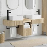 Cumpara ieftin Set dulap baie 3 buc. Stejar Sonoma 136 x 35 x 80 cm