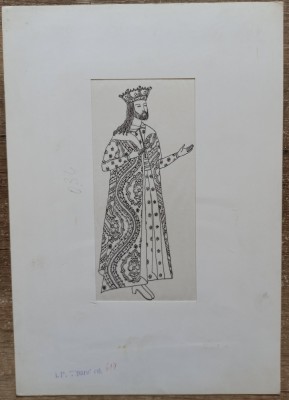 Ilustratie originala de Mihail Boitor pt volumul 1 &amp;quot;Mode si vesminte din trecut&amp;quot; foto