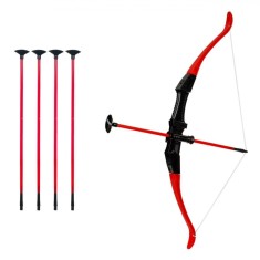 Set Arc și Săgeți, Model 63.5 cm, 5 Săgeți cu Ventuză, Roșu, Plastic