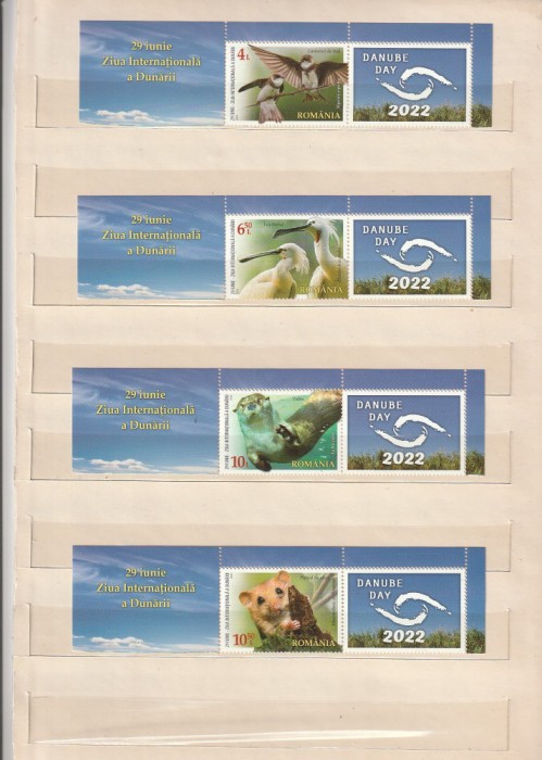ROMANIA 2022 LP 2375 ZIUA INTERNATIONALA A DUNARII SERIE CU VINIETA MNH NESTAMPILATA
