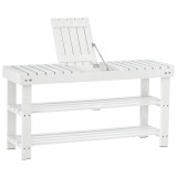 HOMCOM Banc pentru pantofi din lemn cu 3 niveluri cu rafturi de depozitare și compartiment ascuns, 90 x 29 x 45 cm, alb | Aosom Romania