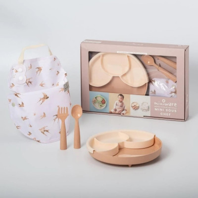 Set diversificare hrana bebelusi Miniware Mini Sous Chef 100% din materiale naturale biodegradabile, 6 piese, Golden Harvest foto