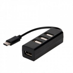 Adaptor Mini USB 3.1 Type C cu 4 Porturi USB 2.0 Hub High Speed 10Gbps Hub Incarcare Spliter USB portabil