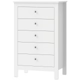 HOMCOM Comodă cu 5 sertare, corp de depozitare cu șine glisante, stil modern, 60 x 39,5 x 95,3 cm, alb | Aosom Romania