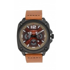 Ceas de mana barbati elegant, business, curea de piele Matteo Ferari- MF8260LTHMAROGRI