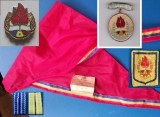 Lot pionieri - ecuson trese cravata nefolosita 2 insigne pionier de frunte