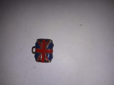 CY Pandant pandantiv vechi geamantan drapel Marea Britanie / cupru email pietre foto