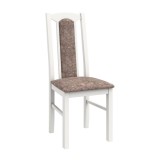 Scaun bucatarie / living fix S-37BOSS7, tapitat, lemn + textil, bej inchis + alb