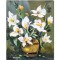 Tablou cu azalee albe pictat manual, 40x30cm acril pe panza in relief efect 3D, Kenny Varniote