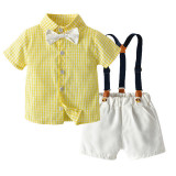 Costum elegant pentru baietei - Yellow (Marime Disponibila: 0-3 luni), Superbaby