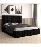 Pat Tapitat Luca Negru+ Saltea Lux Ortopedica 140x200cm