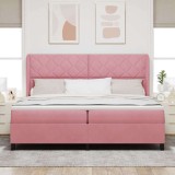 vidaXL Pat cu arcuri cu saltea cu headboard Roz 200 x 200 cm Catifea 3341005