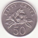 Singapore 50 Cents 2005 -ribbon downwards.