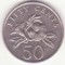 Singapore 50 Cents 2005 -ribbon downwards.