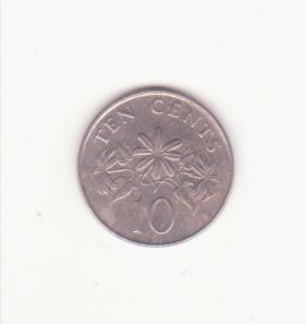 Singapore 10 cenți 1993 -ribbon downwards.