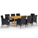 Cumpara ieftin Set mobilier de gradina, 9 piese, negru