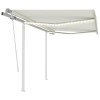 Copertină retractabilă manual cu LED, crem, 3x2,5 m