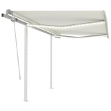 VidaXL Copertină retractabilă manual cu LED, crem, 3x2,5 m