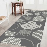 Cumpara ieftin Covor Bucatarie Tip Iuta, Model Flex 19056-80, Marime 75 x 200 cm, Gri, Antiderapant, Antialergic, Polipropilena, Terasa, Balcon, Sufragerie