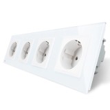 Livolo priză cvadruplă &icirc;ncastrată cu 4 prize, sticlă albă