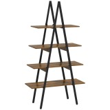 Raft Biblioteca Stil Industrial din PAL si Otel in Forma de A, 92x38.5x166 cm, Maro si Negru HOMCOM | Aosom Romania